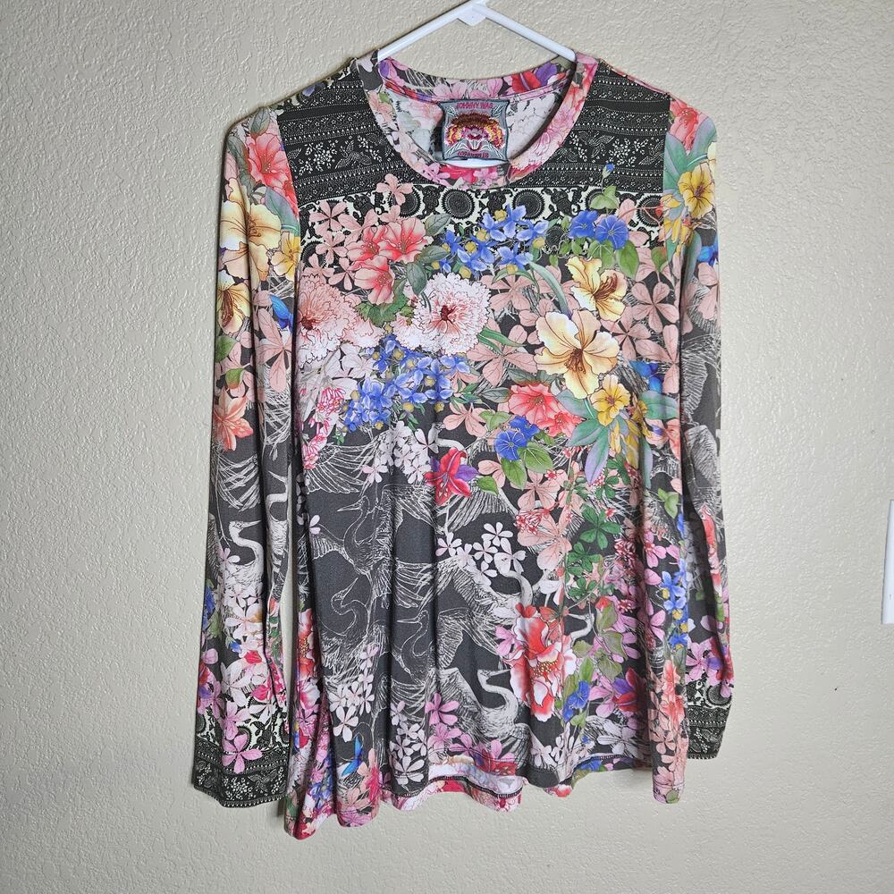Johnny Was Lindana Favorite Swing Tee - Floral Bamboo Knit - Small